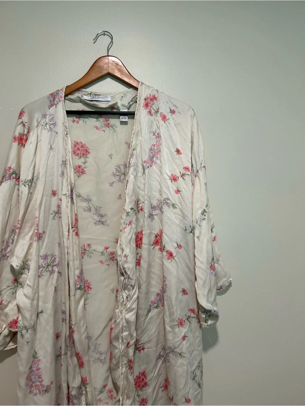 Floral silk bath robe